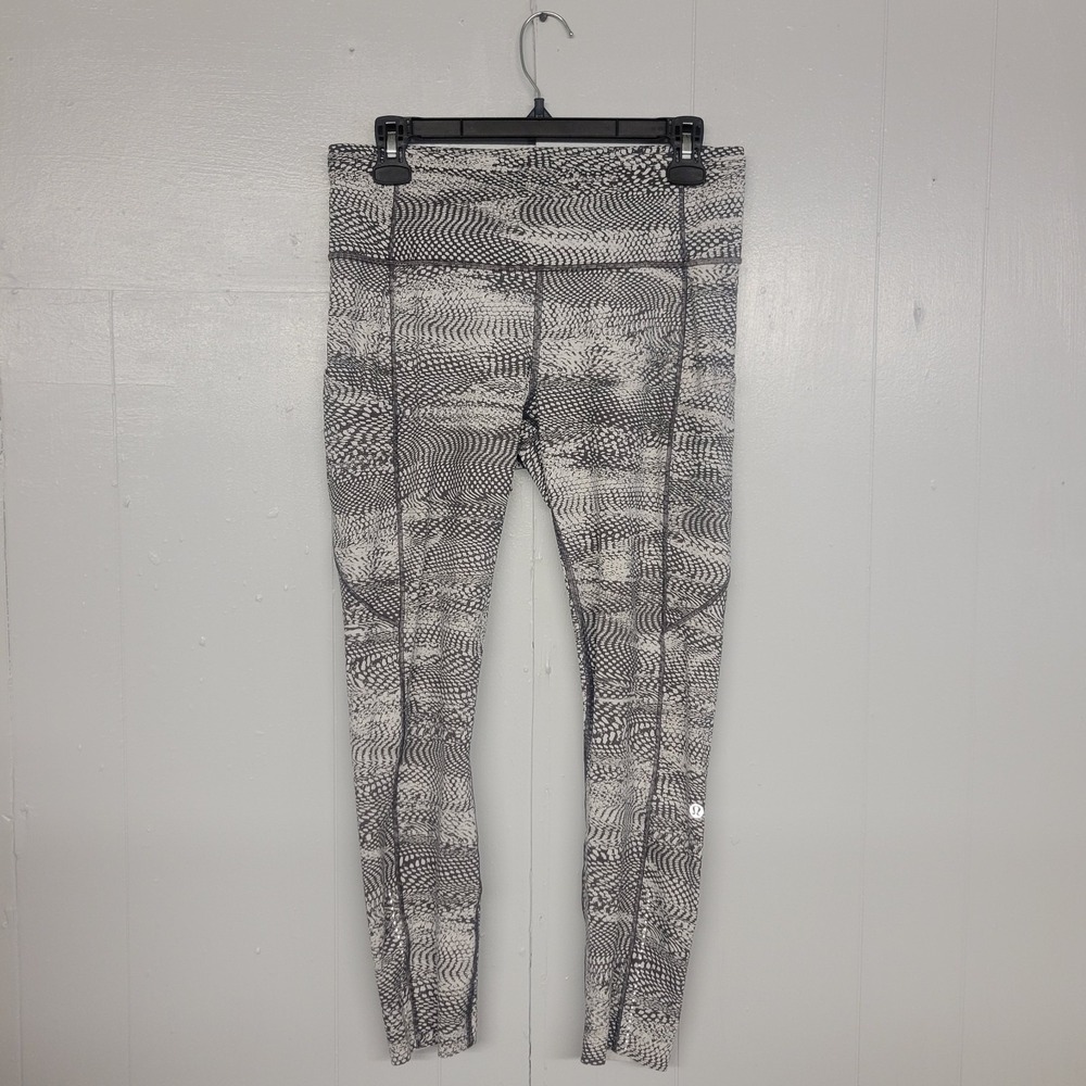 Lululemon Size 10 Fast and Free White Grey Marble Tight II leggings